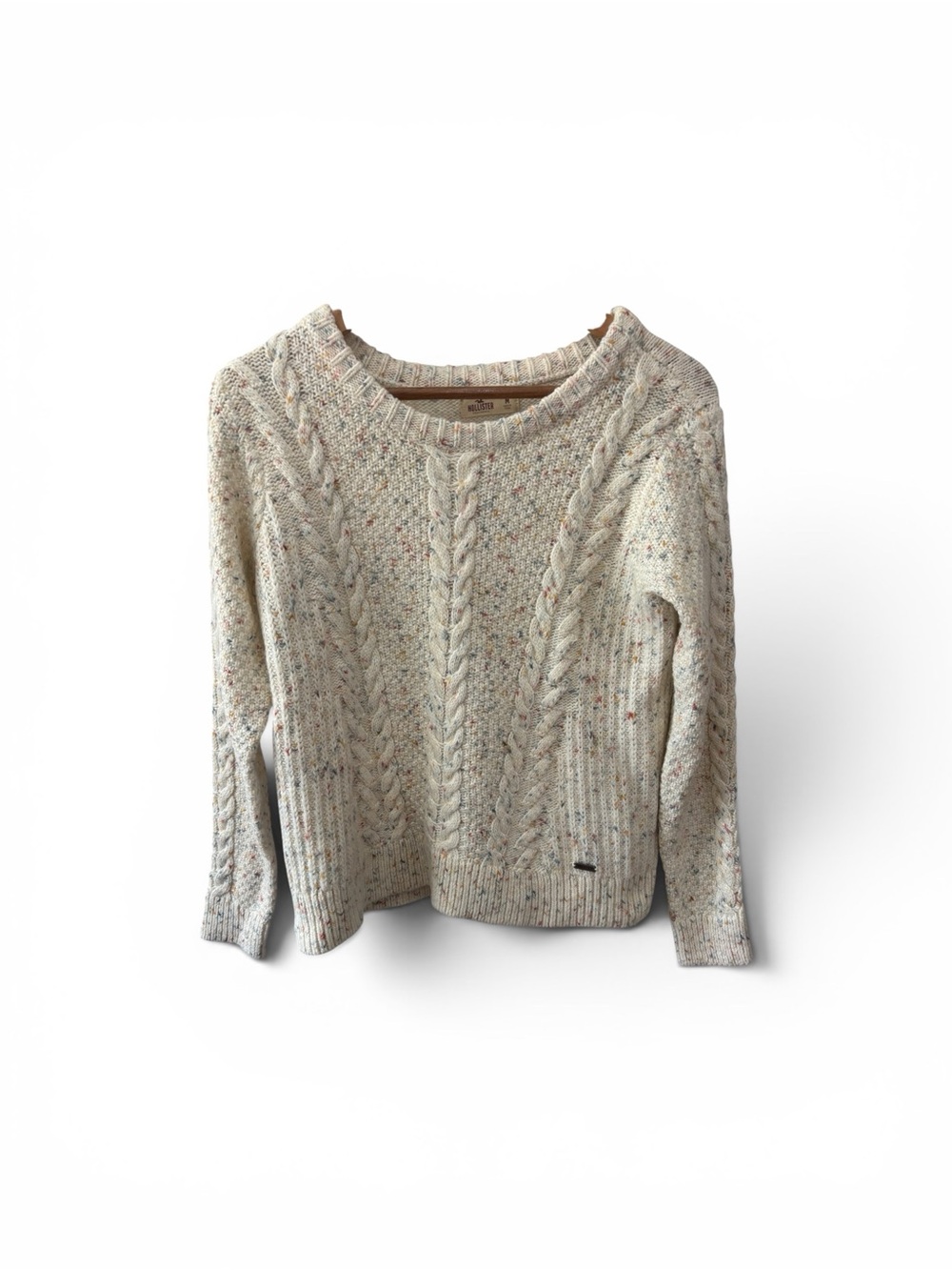 Hollister & Co. Crewneck Wool Fisherman Confetti Cable-Knit Sweater Size Medium